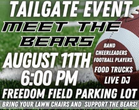HOCObands's tweet photo. Come on out to Freedom Field and #MeetTheBears tomorrow afternoon! @BearDownHOCO @hoco_cheer #BASB #BearDown #HOCOFamily https://t.co/VxxJYUGLIt