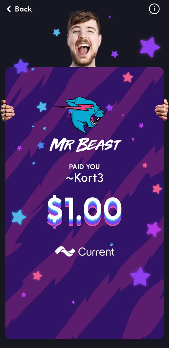 Kloski18's tweet photo. Thanks for the cash! @MrBeast @current Looking forward to 250 or hopefully more https://t.co/mJCjOAlPEP