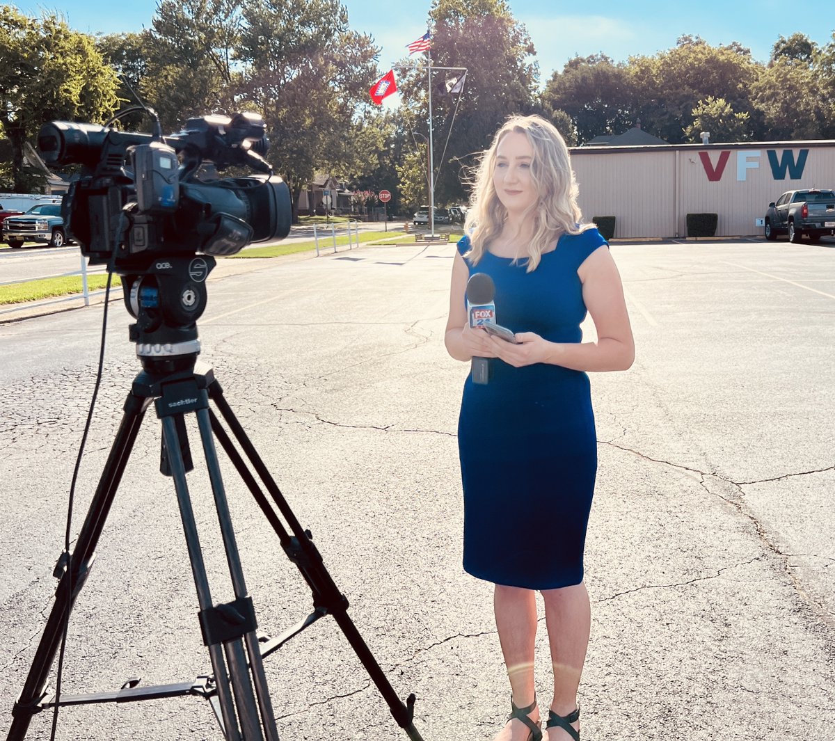 GeneralDarbyVFW's tweet photo. @KNWAFOX24 visited our @VFWHQ @FortSmithVFW  Post today to speak with Veterans and Post members about the passage, and now signed into law, PACT Act. #PACTAct #NoOneDoesMoreForVeterans #StillServing #PostPride https://t.co/cGtrk69o8e