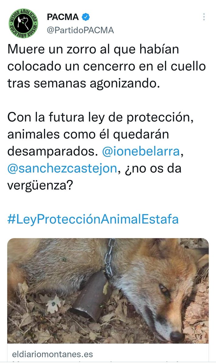 Mentir esta feo. La reforma del código penal, que hasta ahora incluía sólo animales domésticos, castigará el maltrato de animales vertebrados, incluidos los silvestres.
Asumimos que la ultraderecha crea bulos para engañar, pero que estos bulos vengan de supuestos animalistas...