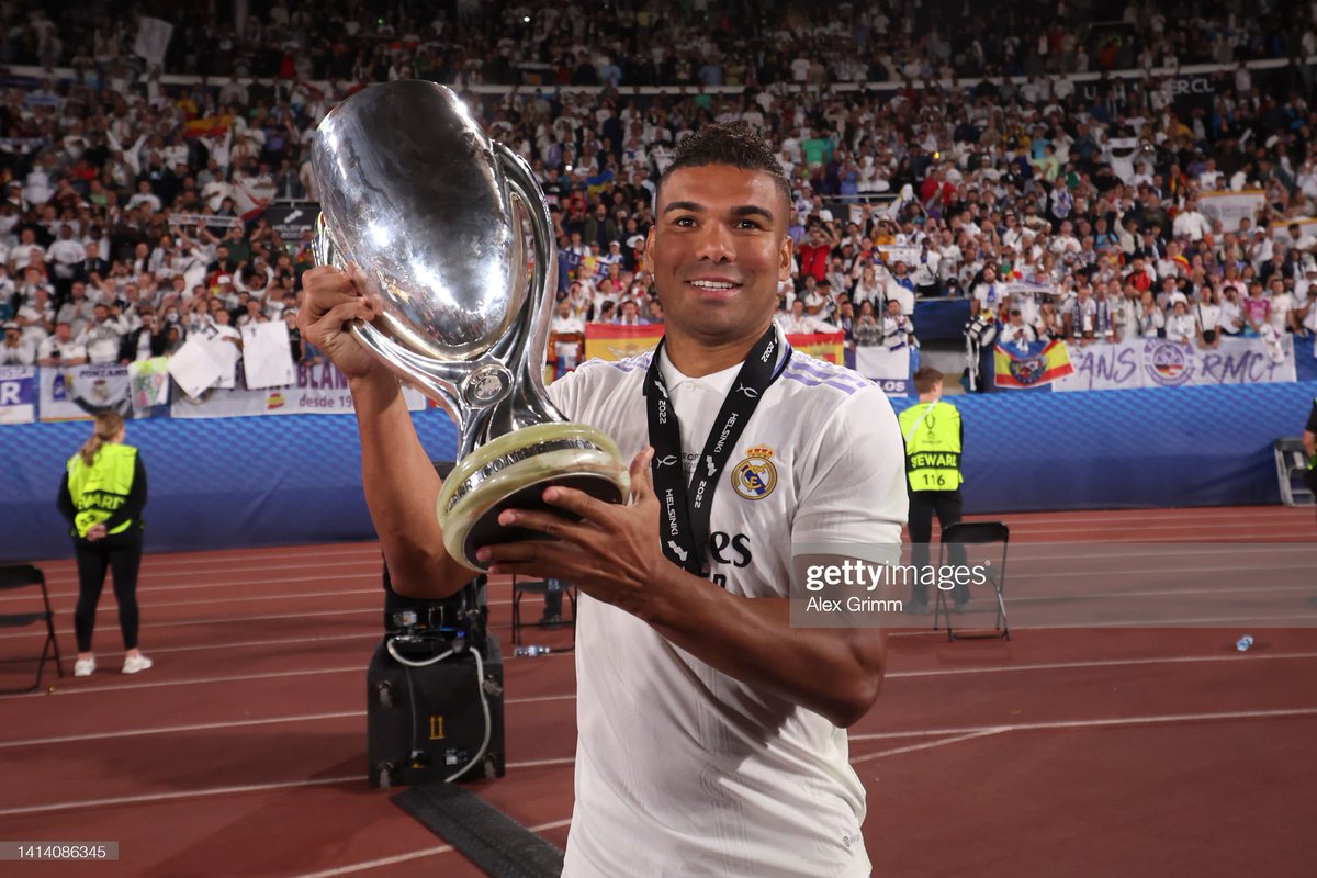 GettySport's tweet photo. Player of the Match #Casemiro of #RealMadrid celebrates with the trophy after they defeated Eintracht Frankfurt in the #UEFASuperCup Final at Helsinki Olympic Stadium in Finland
📷: Alex Grimm #RMAFRA #UEFASuperCup2022 @realmadriden https://t.co/UPedNS7SQ1