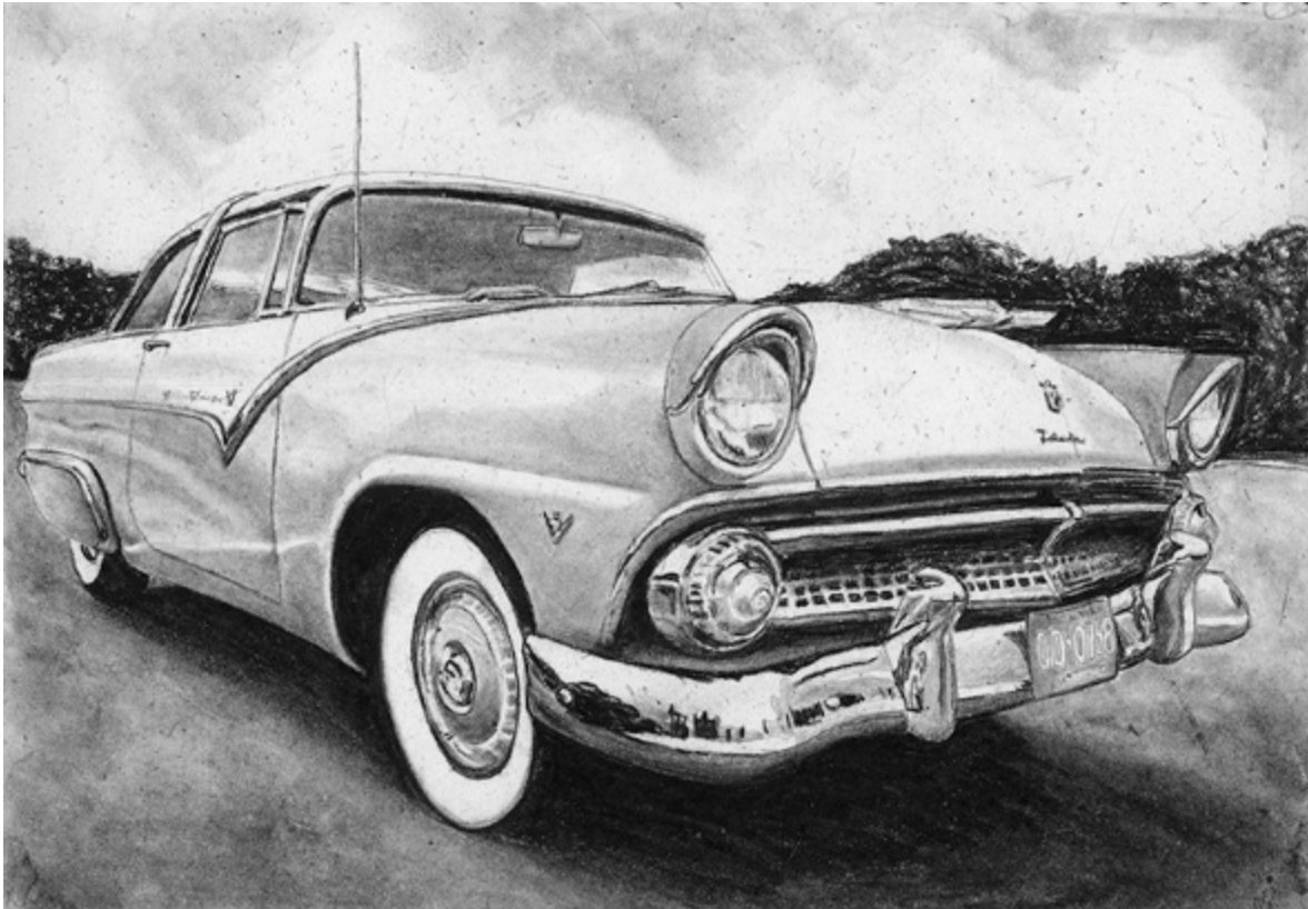 Chevys, Cadillacs, Fords, and more! Len studied fine art and printmaking at Pratt Institute which led to a successful career as a graphic designer and art director for 40 years. In 2017, he rebooted working in the fine arts and is now pursuing his career as an artist full time.