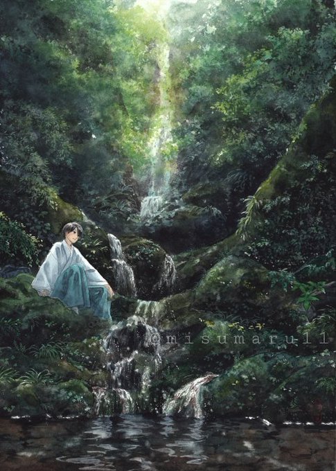 「1boy waterfall」 illustration images(Latest)