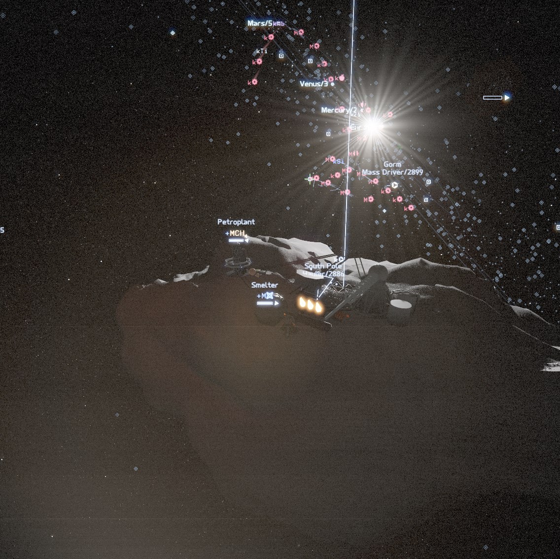 Working on orbital rings and space elevators. The power satellites around Titan are all sending each other power which is not really ideal but looks neat.