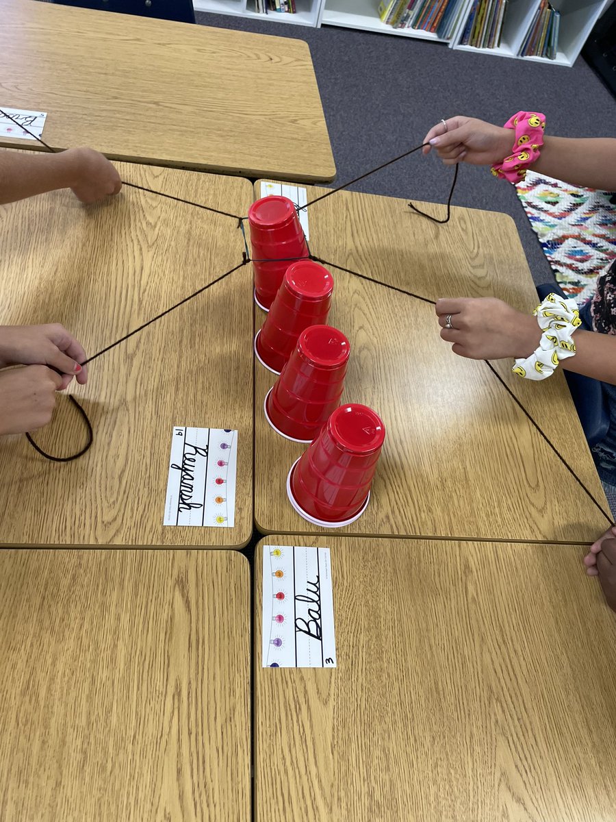 Mrs_KdWilliams's tweet photo. First day at @BluebonnetES ✔️ so much fun with my new group of 3rd graders! Highlight of our day was the cup stacking. Loved how well everyone worked together! https://t.co/bRg0R8cTJD