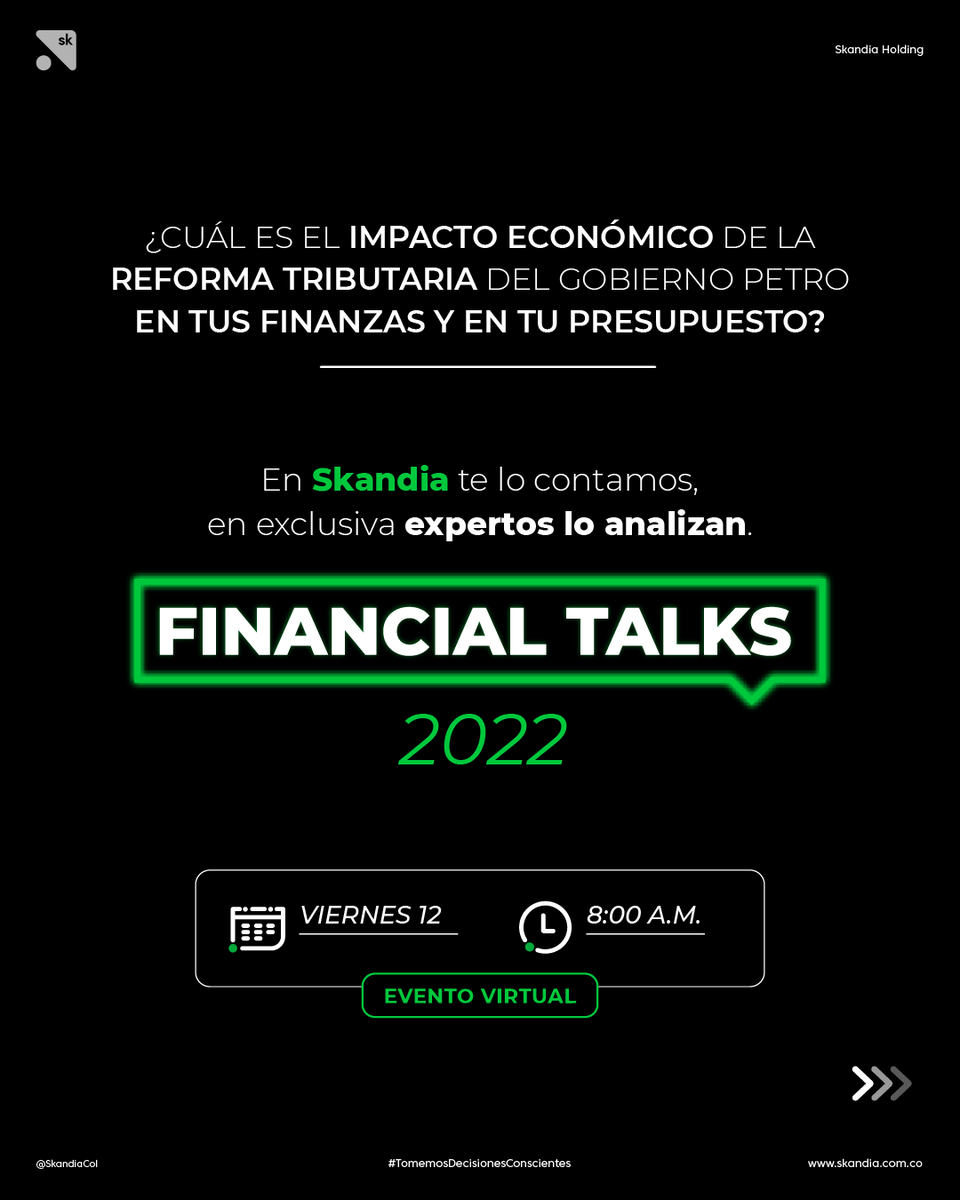 SkandiaCol's tweet photo. #FinancialTalks | 🔗 Regístrate aquí https://t.co/kp3hGRiay7 . En Skandia te lo contamos, en exclusiva expertos lo analizan:
📆Viernes, 12 de agosto.
🕖8:00 A.M.
👉🏻Evento virtual gratuito. https://t.co/B9t7kZYG9x
