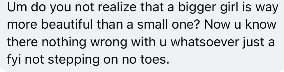skashh's tweet photo. this is not an acceptable way to compliment anyone plz stop being gross and comparing  body sizes and relating it to beauty🙃 https://t.co/FRjTYZ0FNg