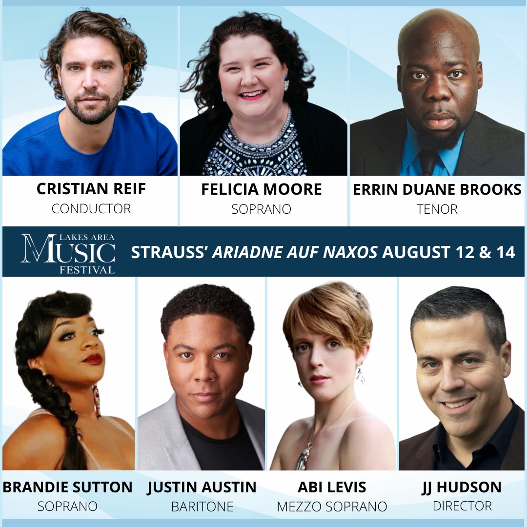 Christian Reif leads Strauss’ “Ariadne auf Naxos” at <a href="/LakesAreaMusic/">Lakes Area Music</a> Festival, opening this Friday, August 12! Directed by JJ Hudson, this production stars <a href="/FeliciaLMoore/">Felicia Moore</a>, Errin Duane Brooks, Brandie <a href="/BranDIeVA/">⚘Brandie Inez Sutton⚘</a>, Justin Austin, Abi Levis and more. Toi toi toi to the entire cast!