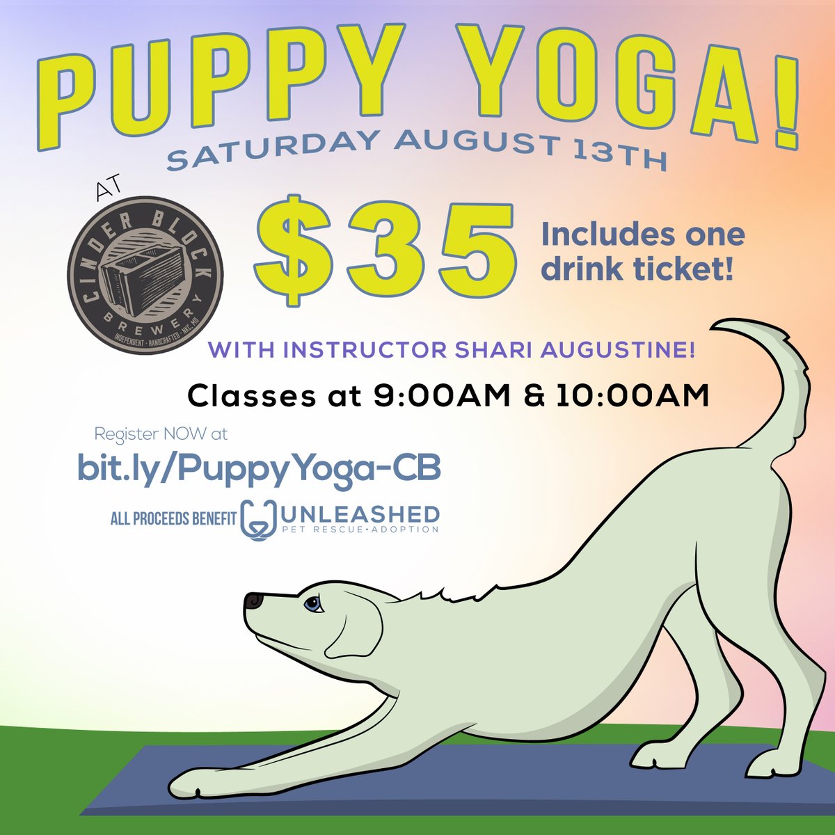 UnleashedRescue's tweet image. Puppies and Yoga, what&apos;s better for the heart and soul? PLUS all proceeds from your class fee directly help pets in need! 🐾🧘‍♀️🧘💗
🔜 THIS SATURDAY @cinderblockbrew  
bit.ly/PuppyYoga-CB
➡️ NEXT SATURDAY @ Sumits Yoga KC
bit.ly/SumitsPuppyYoga