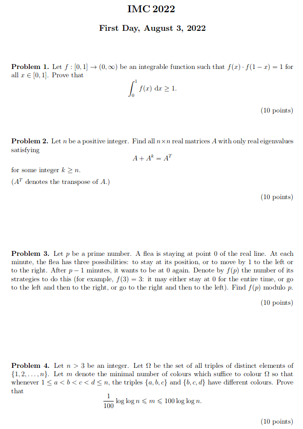 IMC 2022 imc-math.org.uk