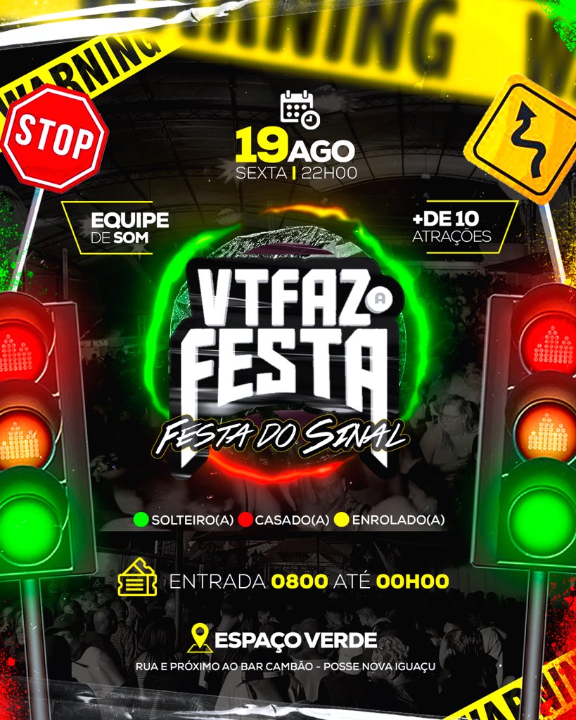TUDO QUE É BOM , MERECE REPLAY ... 🥳 

SEXTA-FEIRA DIA 19/DE AGOSTO
 
             VT FAZ A FESTA!!🥳🔥
APRESENTA:👇🏾
 
      EDIÇÃO : FESTA DO SINAL🚦🚥 
-

SE ESSE POST BATER + DE 100 CURTIDAS SOLTAREMOS O FLYER COM AS ATRAÇÕES! 🥵

📍ESPAÇO VERDE