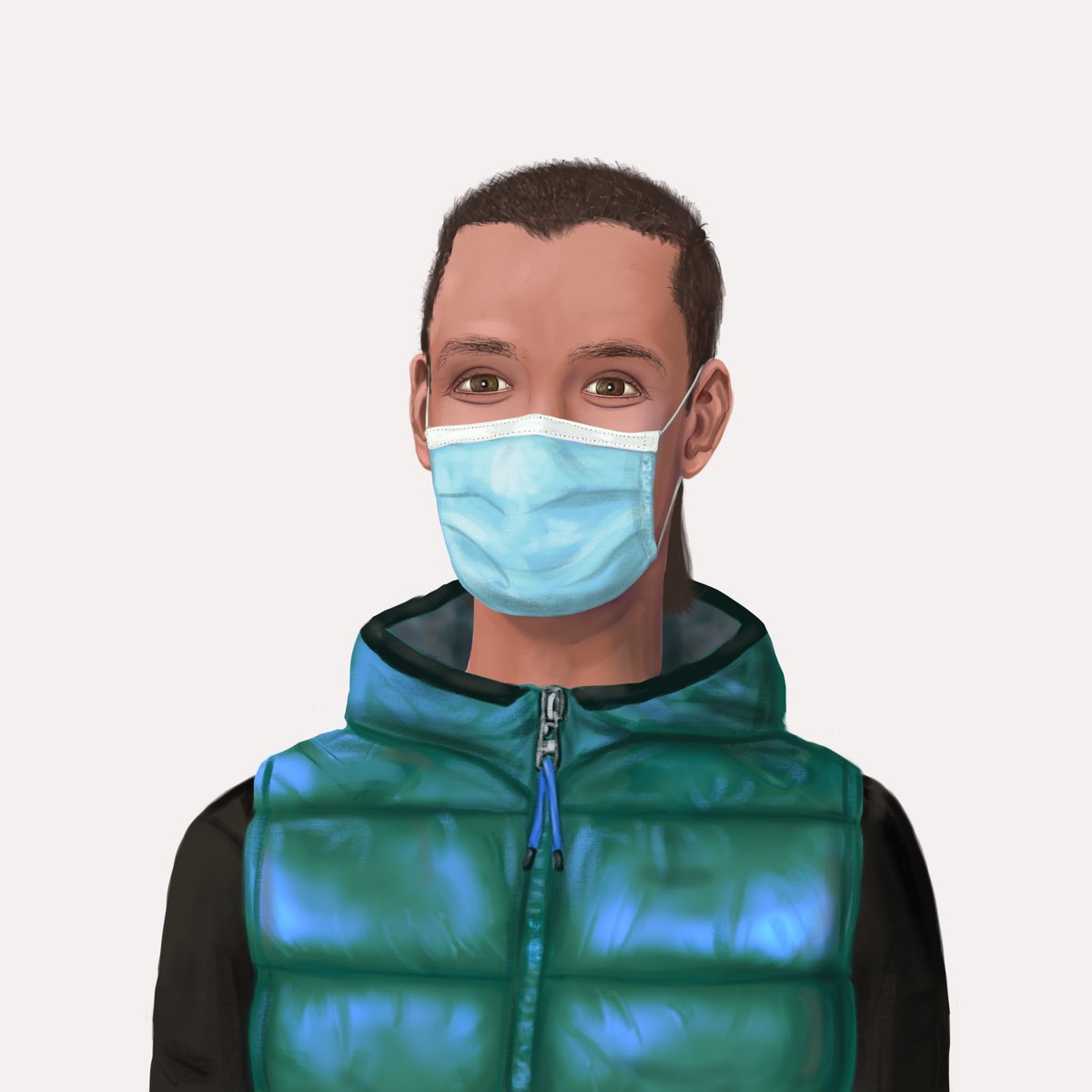 h_database_nft's tweet photo. Human 2062 rocking a mullet and moncler puffer vest. #nfts #pfps https://t.co/4TfJ5vWisu
