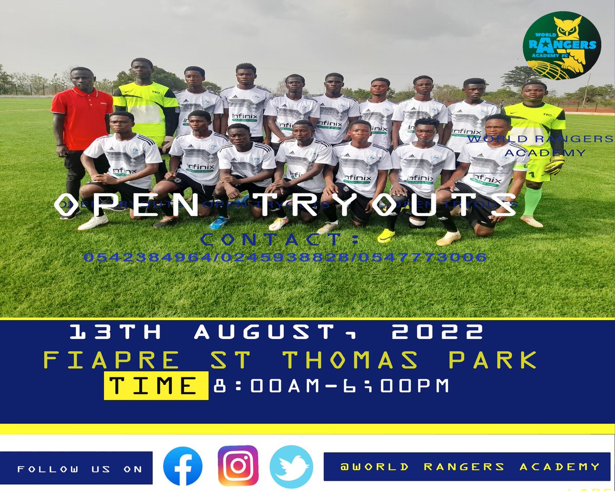 msjrangersfc's tweet photo. This Saturday in Sunyani. Age range  15-19 years only. Come with your original Birth certificate or passport https://t.co/1nUSkbz5QP