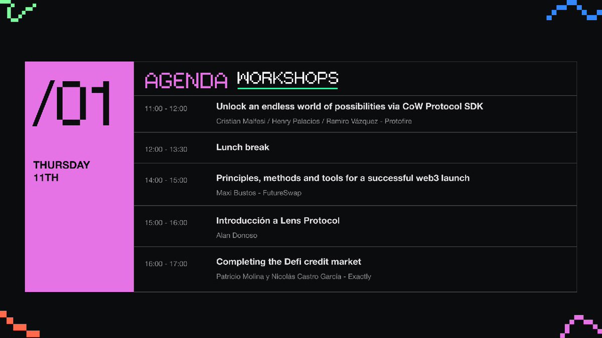 ethlatam's tweet photo. GN! Todo listo para mañana 🤩

Comenzamos a las 9 am puntual ✅

Las acreditaciones inician 8 am 

Podés ver la agenda completa en https://t.co/zrfcLiPDvx https://t.co/et6BvQNq27