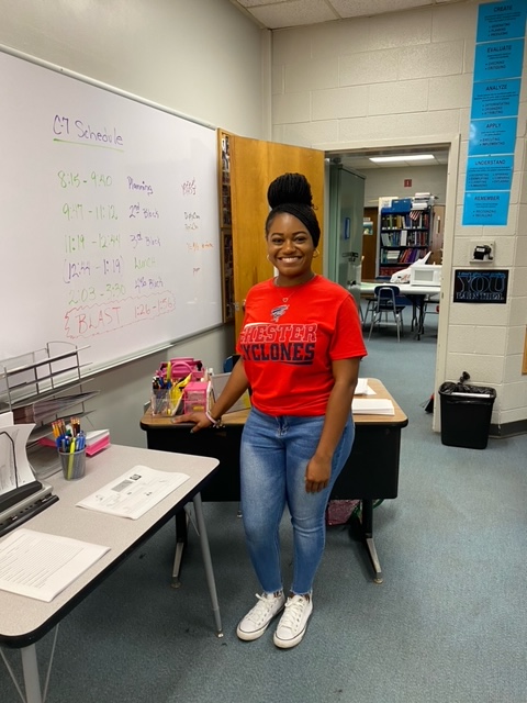 WUNetSERVE's tweet photo. As NetSERVE gets ready for the first day of school, today we're showcasing Jasmine Moyd who's teaching at Chester High School this year! Way to go, Ms. Moyd! https://t.co/bw5APZ10tH