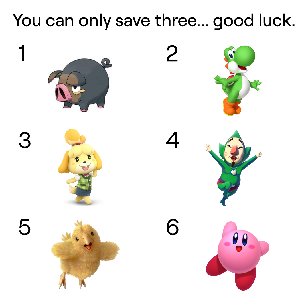 Twitch's tweet photo. You've got three picks. Make 'em count. https://t.co/dAUrYcek4M