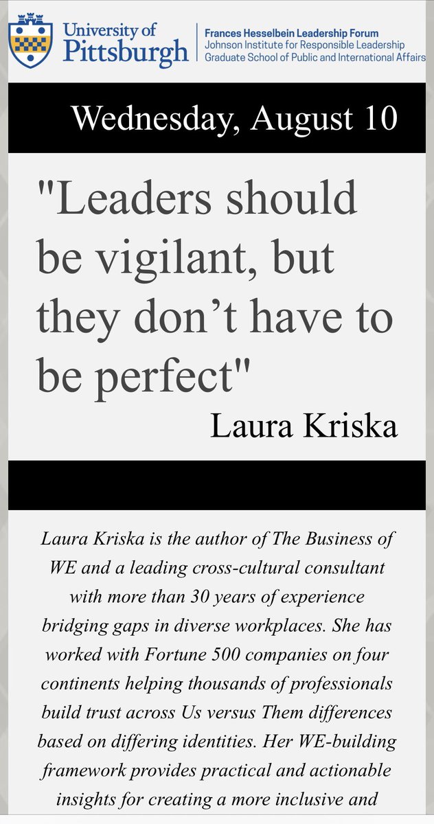 Thanks to <a href="/brucerosenstein/">Bruce Rosenstein</a> for alerting me that I was the Leadership Tip of the Day selected by <a href="/ToServeIsToLive/">Frances Hesselbein</a> As a flawed human  I am glad to remind us all that we do not need perfection. Self-reflection and continued learning are welcome!