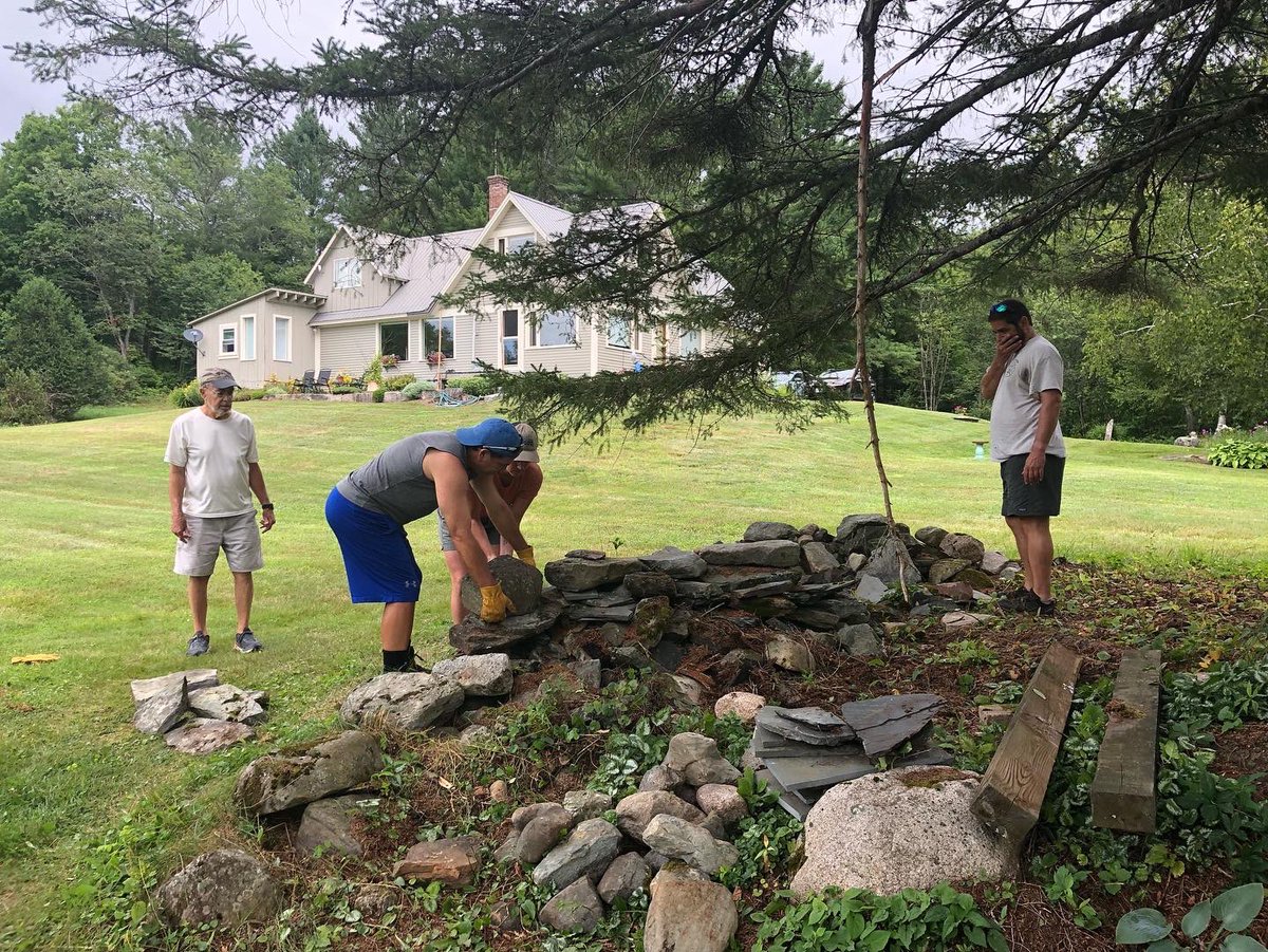 AlbertusPres's tweet photo. A day I’ll always cherish. Under my father’s tutelage and with my brother,we all lifted, crafted and fought off mosquitos to build a stone wall and a cairns garden to complement my father’s stone shed he built nearly 30 years ago. #FamilyTime #LongDaysWork #CherishedMemories https://t.co/ei92w086P3