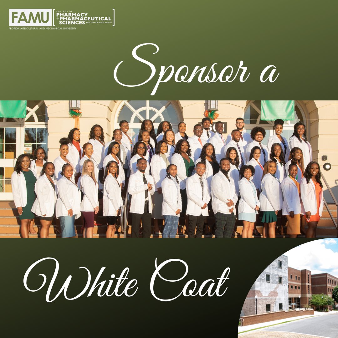 FAMUPharmacy's tweet photo. Obtaining a white coat is a major milestone for our learners and serves as a rite of passage on their journey to become pharmacists and pharmaceutical scientists.

Click the link to be a part of that journey &amp; sponsor a white coat:

https://t.co/BzgYzx8T3k https://t.co/v16aZZJ4dM