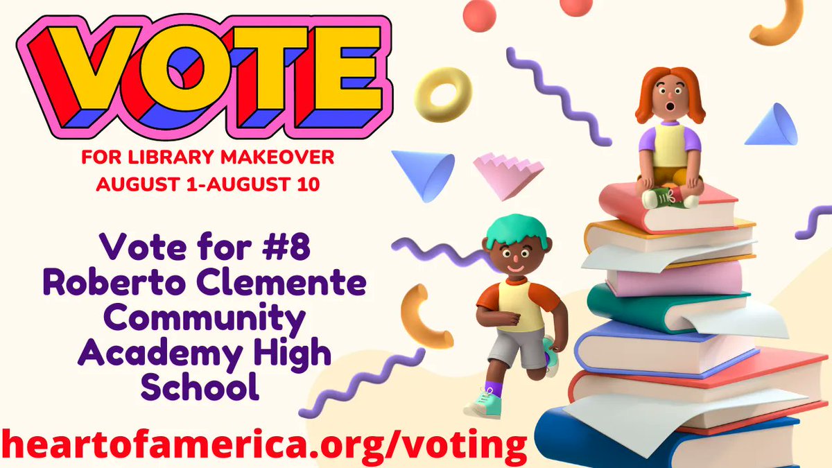 educatoralex's tweet photo. 🚨LAST DAY🚨

Please vote EVERYDAY for a library makeover for #8 Roberto Clemente Community Academy High School
 
https://t.co/gXI1yYMGlZ
 
@talktotheandie #futurereadylibs #librarian #library #ala @TXLA #librarylife #books #aasl @aasl #infolit #globaltl #tlchat #tlmatch #istelib https://t.co/2D0mS8HFii