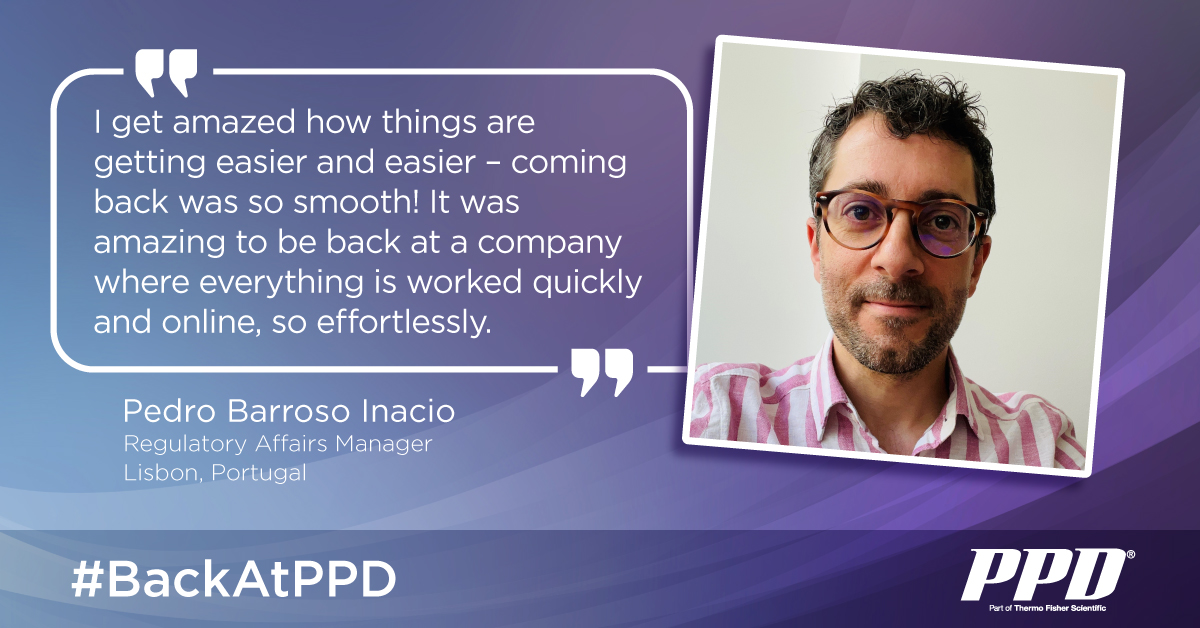 PPDCRO's tweet photo. Pedro is #BackAtPPD, and he will be the first to tell you that the process is effortless.
Join the wave of colleagues returning to PPD! Read more about Pedro's story. » https://t.co/QVfSBeTBuV
#PPDcareers #LifeAtPPD https://t.co/legzpnuAyJ