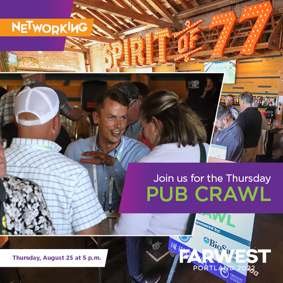 The Farwest Show is 2 weeks away! We have 50 educational components, 300+ exhibitors, 4,000+ attendees and, PUB CRAWL! 🍻This FREE annual tradition open to ALL Farwest attendees Aug. 25. It's a great way to socialize, network, and get a taste of Portland. farwestshow.com/register/