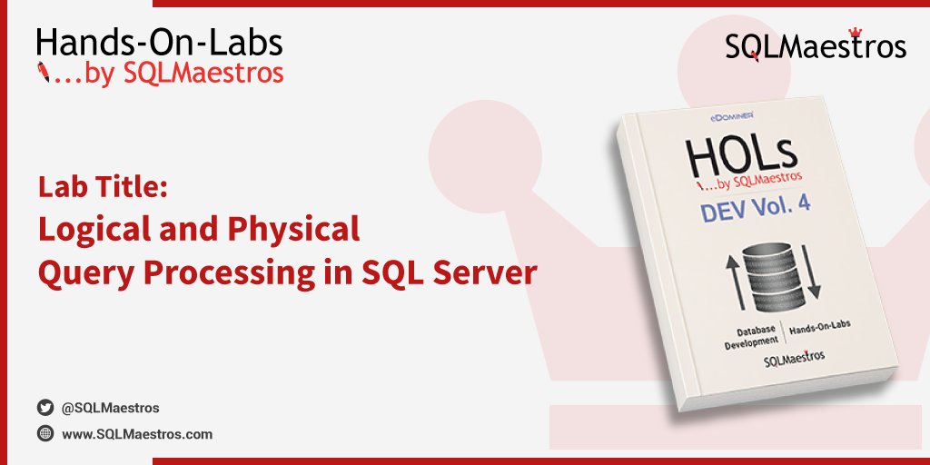 A_Bansal's tweet image. Hands-On-Lab of the day: Logical and Physical Query Processing in SQL Server

The best way to learn is to do-it-yourself

Explore: bit.ly/SQLMaestrosHOLs

RT/spread the word

#SQLServer #QueryProcessing #Development