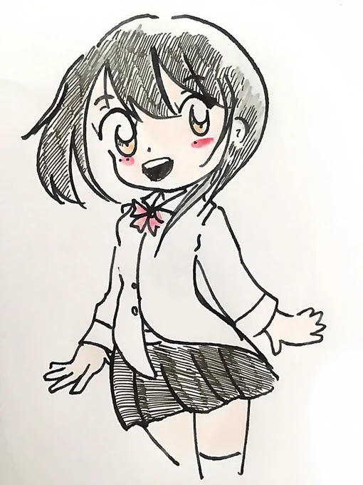 #見た人も一番最初にTwitterにあげたイラストを貼る一番古いのは掘れば見つかると思いますが、とりあえず今出てきた古いイラストはこんな感じですね。精進していきたいと思います。 