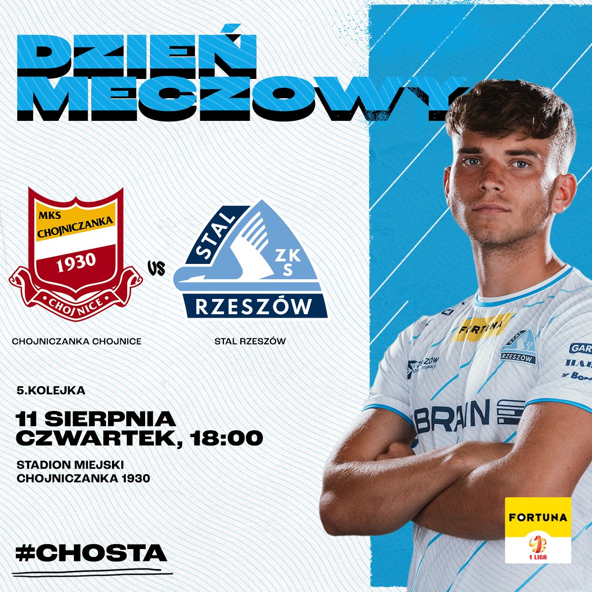 StalRzeszow's tweet photo. 🔥 DZIEŃ MECZOWY 🔥
🆚 @ChojniczankaMKS
🗓 5.kolejka @_1liga_
🕑 11/08/2022, godz. 18:00
🏟 Stadion w Chojnicach
📺 https://t.co/jidcxSXMMi
#⃣ #CHOSTA
____________________
⚪ FIBRAIN Polska
🔵 @miasto_rzeszow https://t.co/mtRI9KRTnP