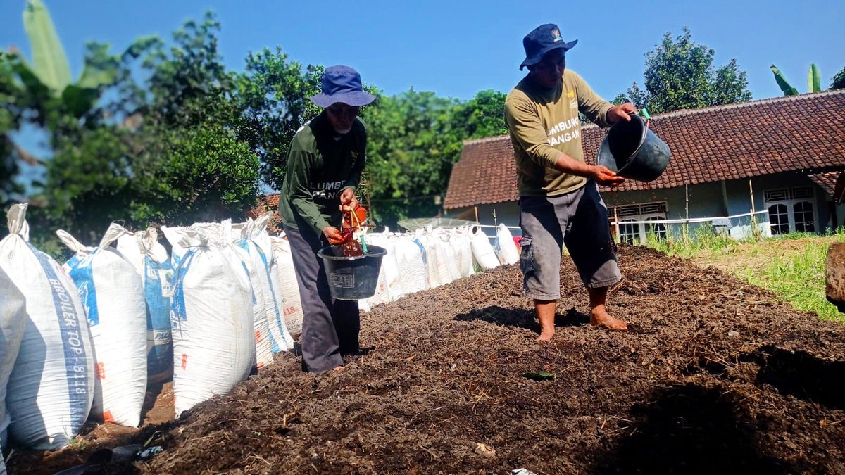baznasindonesia's tweet photo. Guna menguatkan kemandirian serta keterampilan dalam produksi pertanian, BAZNAS dampingi kelompok Tani Berkah Tani, Sukabumi lakukan kegiatan pembuatan pupuk organik melalui program Lumbung Pangan. Terima Kasih Masyarakat Indonesia. 😊

#BAZNAS #zakat #Lumbungpangan https://t.co/miykk3Z4xX