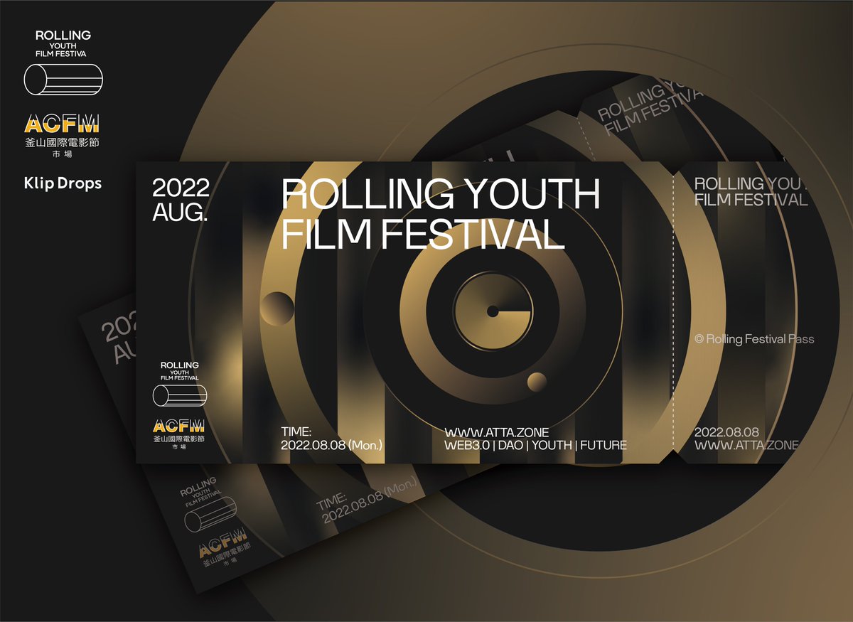 ATTA_Protocol's tweet photo. 🔥TODAY'S DROP🔥
Rolling Festival Pass NFT mint to be LIVE on @KlipDrops
⏰Time: 8/11, 2:00 UTC
💎Price: 280 $KLAY
Log in to Klip wallet through APP or Kakao and start your Rolling journey here: https://t.co/6sjE58dnzl
#RollingYouthFilmFestival #EarnPopcornToken #AwardVoting https://t.co/AZtsPN1KNk