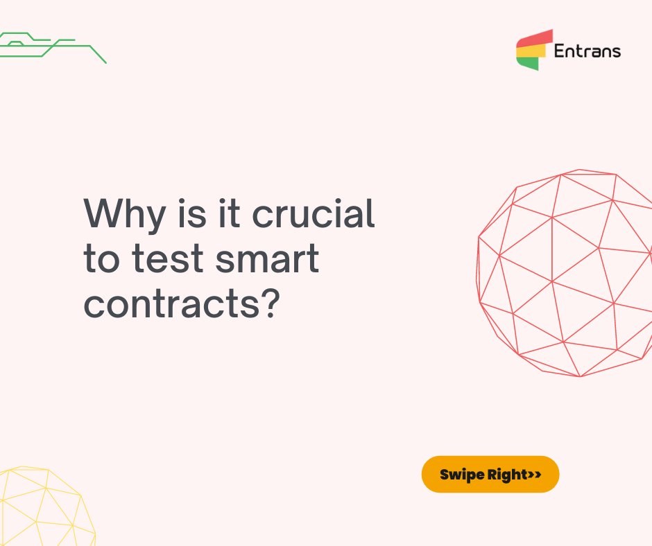 entranstech's tweet image. Smart contracts demands more emphasis on testing compared to traditional software.
--&gt; entrans.io
#Smartcontracttesting #entranstech #unittesting #smartcontract #blockchain #softwaretester #testingservices #smartcontractdevelopment #banking #DeFi #ethereum