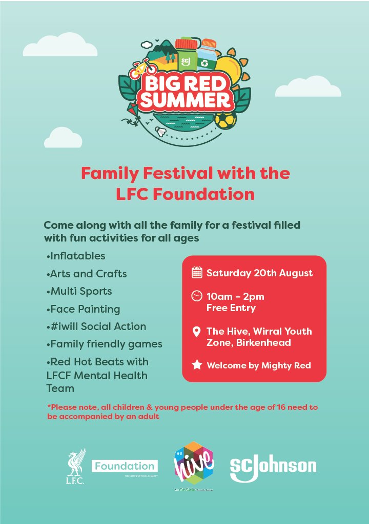 Come and join us on Saturday 20th August at 10am – 2pm for a fun filled family day with our friends at the <a href="/LFCFoundation/">LFC Foundation</a> ❤ It will be FREE to all and the famous Mighty Red will be here from 10 – 10.30am, as well as the opportunity to have your photo taken with the cup! 🏆 #BRS
