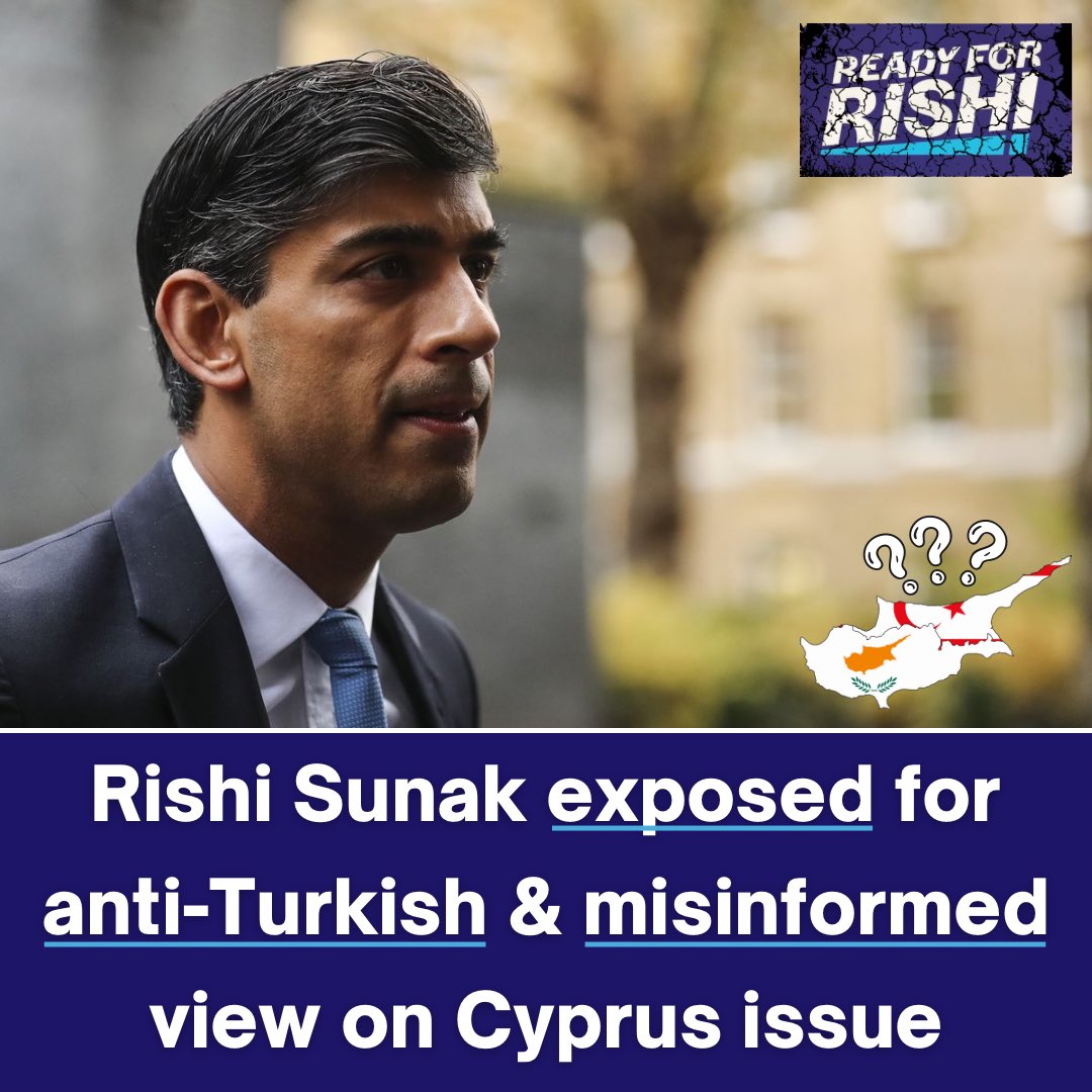 Young_Turk_Cyp's tweet photo. The reference to the Turkish “invasion” as well as the claims of Turkish Cypriot “provocation” highlight @RishiSunak limited knowledge on the Cyprus issue. A worrying sign for the 300k British TCs living in the UK as their next leader could be a Turkophobe #RishiSunak #Cyprus https://t.co/9xUdyv8lTf