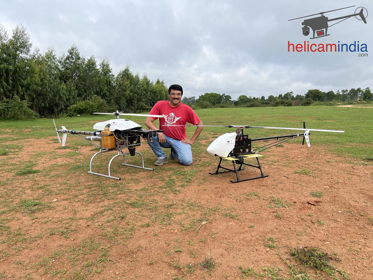 HelicamIndia's tweet photo. Just another day in office! Testing our new "CHAKRA" Heavy Lift, Fully Autonomous Helicopter UAVs.
Suitable for ISR or Delivery Logistic roles. https://t.co/SPthMSjpwX