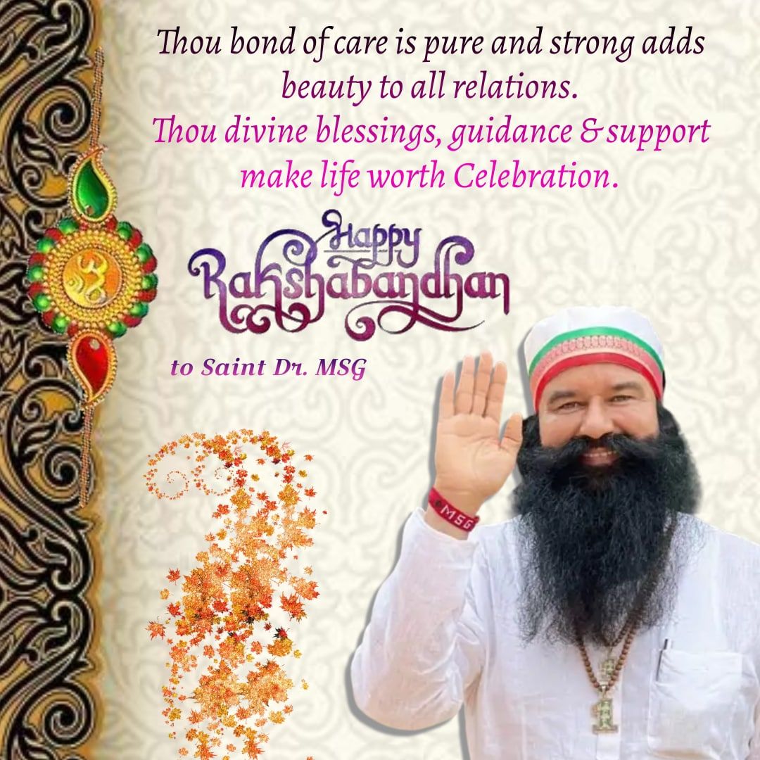 Pinky31902566's tweet photo. The true meaning of #RakshaBandhan   is to be loyal and supportive in the relation of brother and sister and to guide if any one is walking on the wrong path. Saint Gurmeet Ram Rahim Ji always shows the right path. https://t.co/1HRBuKa0NQ