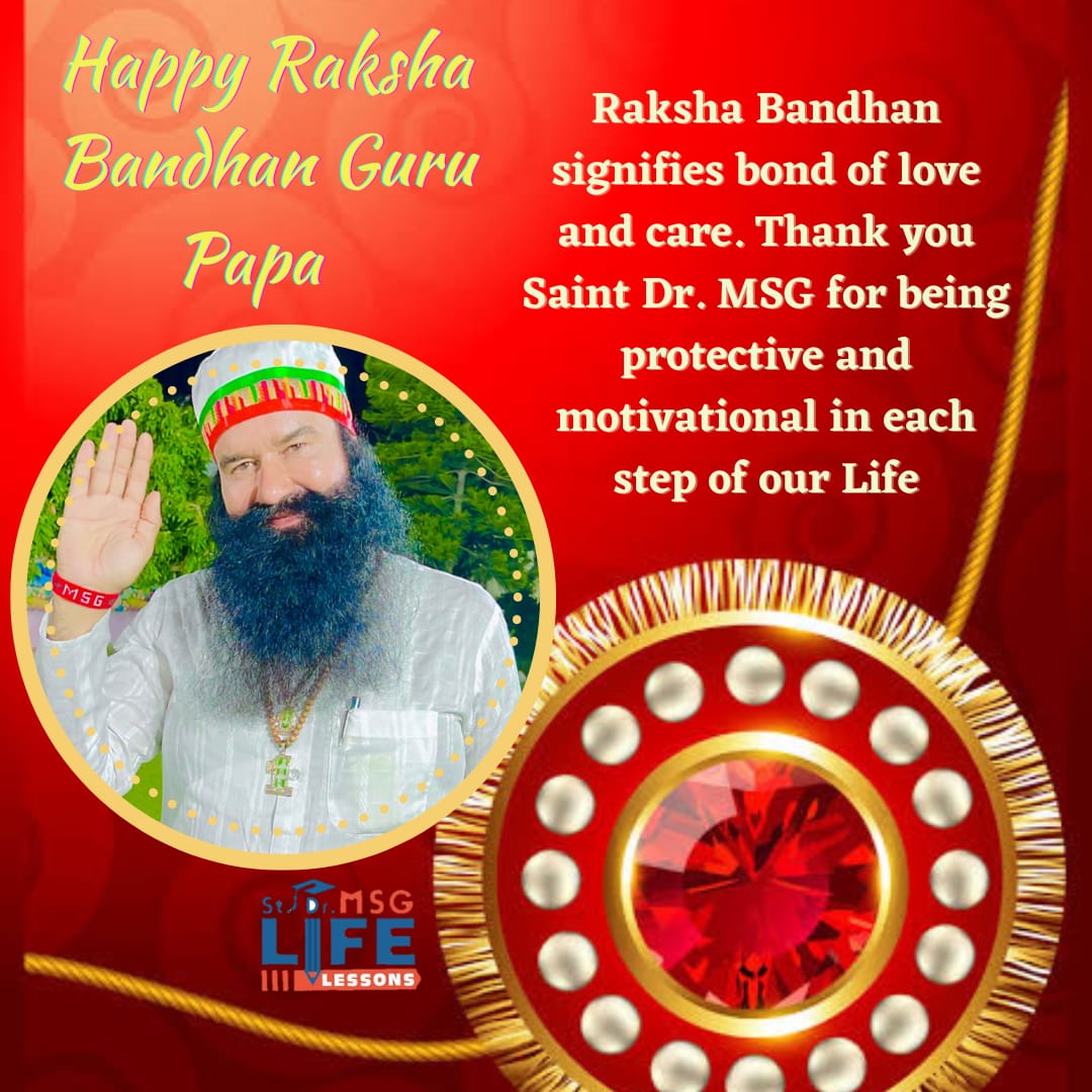 LifeLessonbyMSG's tweet photo. The one who protects us everywhere even when we're sleeping is God. This #RakshaBandhan, we thank our spiritual master, Saint Gurmeet Ram Rahim Ji for always guiding and protecting us from problems. Millions share the strongest and unbreakable bond with Guru Ji.
@DSSNewsUpdates https://t.co/GaBWjLZYC2