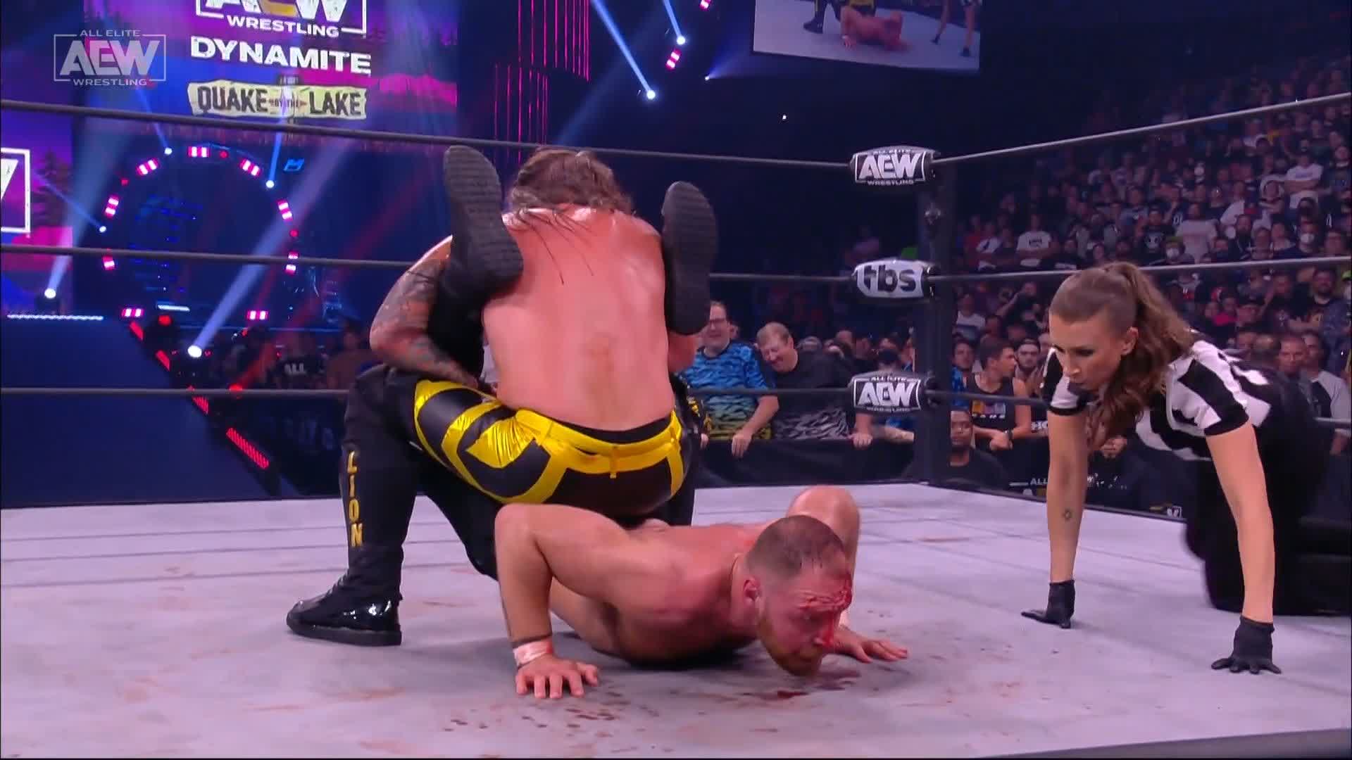 All Elite Wrestling on X: "Moxley will NOT give up! #AEWDynamite  #QuakeByTheLake is LIVE on TBS! https://t.co/Wmr8Y1PfvR" / X