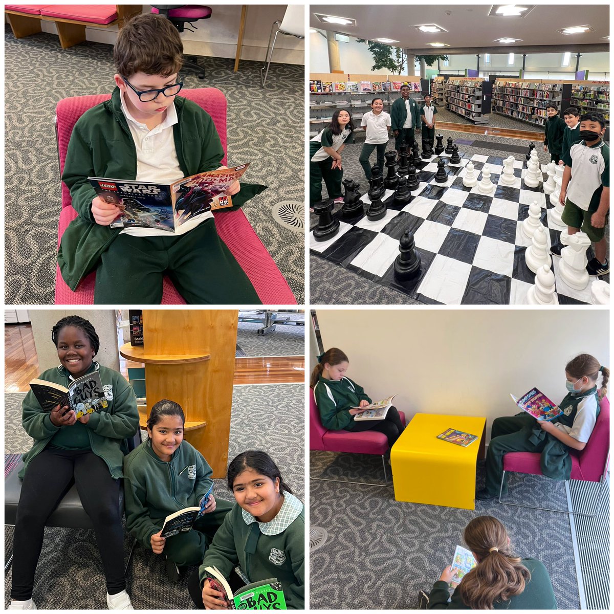 4/5F &amp; 4/5M enjoyed our visit to the local library and explored all it had to offer. Check out the giant chess board! ♟📚