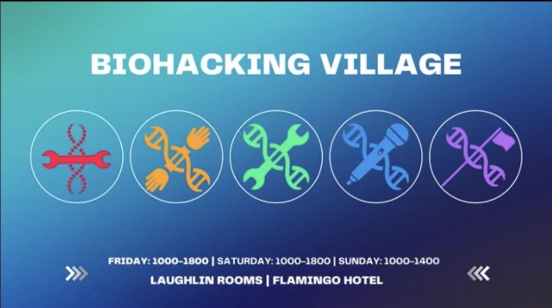 DEFCONPolicy's tweet photo. First time at @defcon? Interested in #Healthcare security or #Biotechnology?

Check out this preview of what our friends at the Biohacking Village (@DC_BHV) have lined up!

https://t.co/2X9Jtr88zT https://t.co/iSpmf5t5jE
