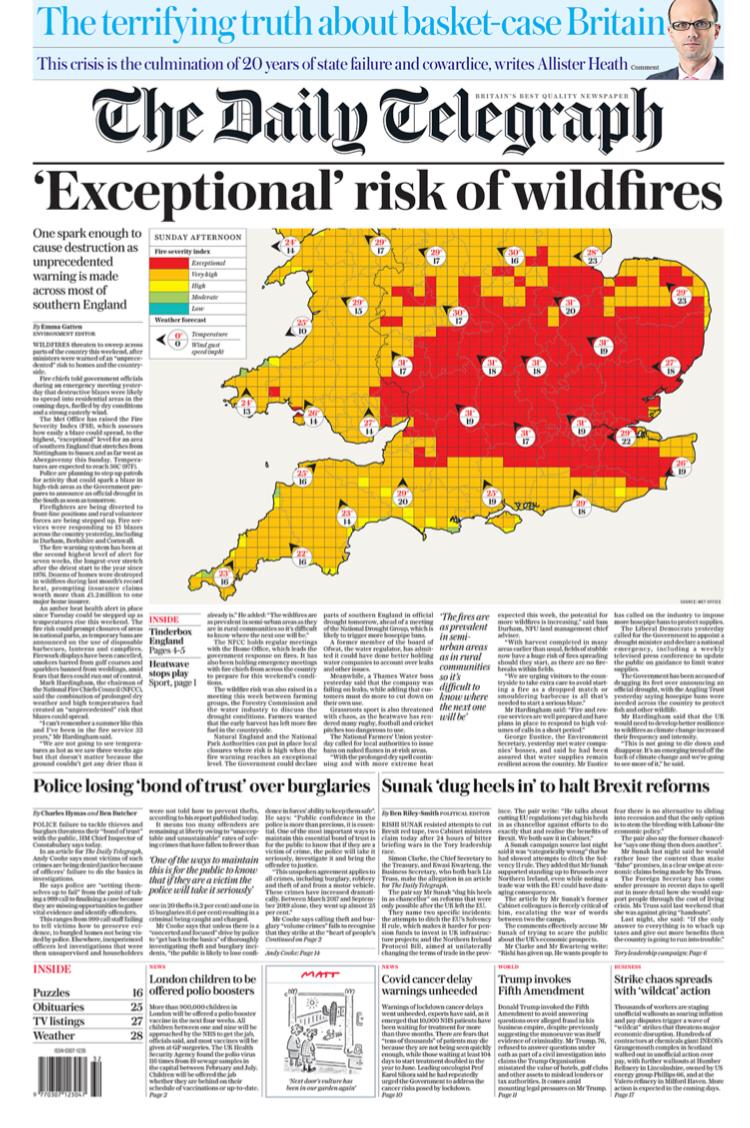 There needs to be a total ban on open fires, including barbecues of all kinds - at least in the red areas. We have the exceptional fire weather forecast and tinder dry fuels, *risk of ignition is now key*. #WildfireAware #firewiseUK
