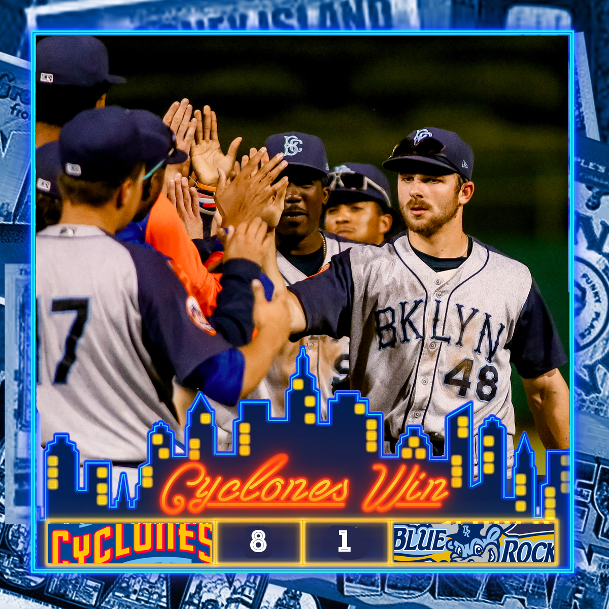 BKCyclones's tweet photo. Dominic Hamel improved to 9-2 on the year and Joe Suozzi hit a grand-slam as Brooklyn defeated Wilmington 8-1 on Wednesday night. 

#amazinstartshere

📰 - https://t.co/bydESfP578 https://t.co/XMV4KLe6Xs
