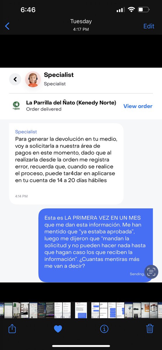 eileenakelc's tweet photo. @DefPublicaEC ustedes podrán ayudar? @EcuadorRappi tiene más de un mes que no me devuelve plata y con excusas como esa le hacen lo mismo a muchos usuarios. El 4 de agosto dijeron que lo resolverían y no lo han hecho. #EstafaDeRappi #RappiEstafa #RappiEcuador https://t.co/bGeGV29EPD