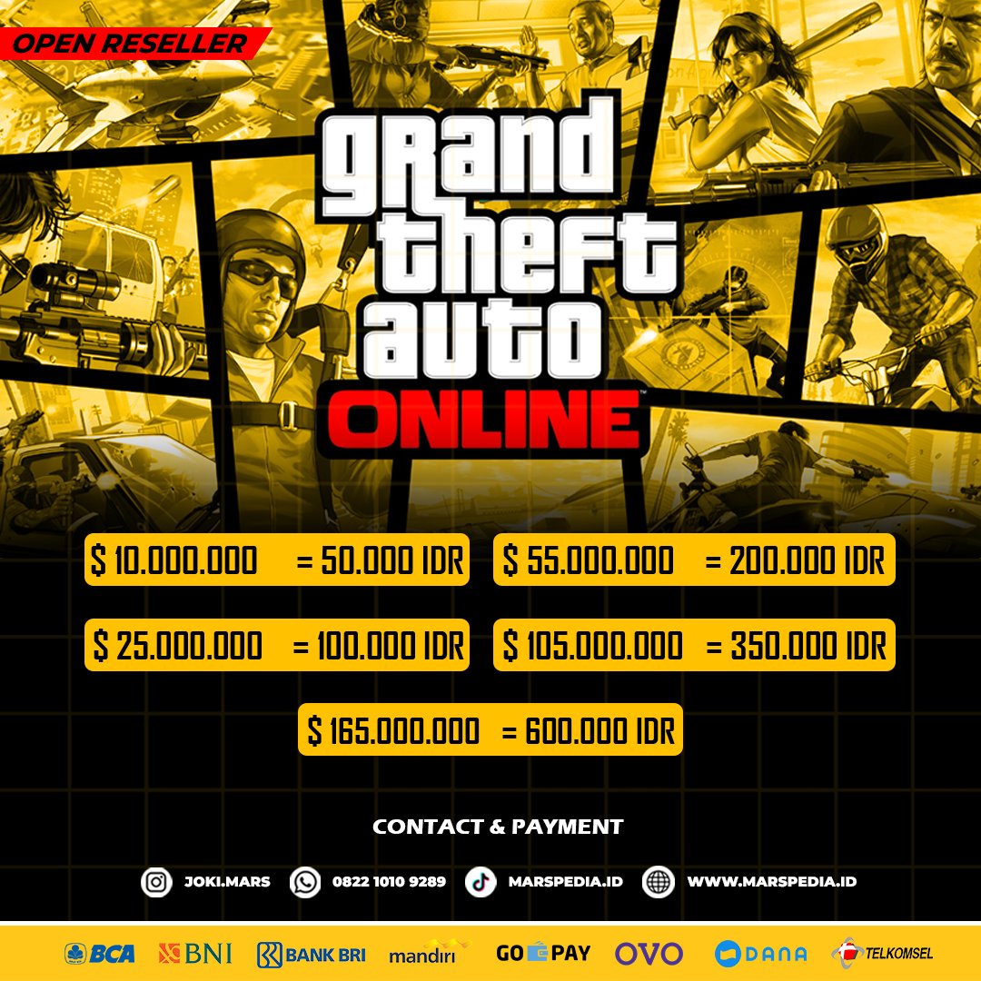 MarsCelebrity's tweet photo. Jasa Joki Top Up GTA V Online Grand Theft Auto Steam PS 4 Rockstars PC EPIC Games Online Indonesia Money Leveling Unlock 

Contact Person
👥 WA = 0822 1010 9289
🔗 Website = https://t.co/wAXlNG5jeL
🔗 Website = https://t.co/Sy9YokIiJj https://t.co/7BQGjf6ccp