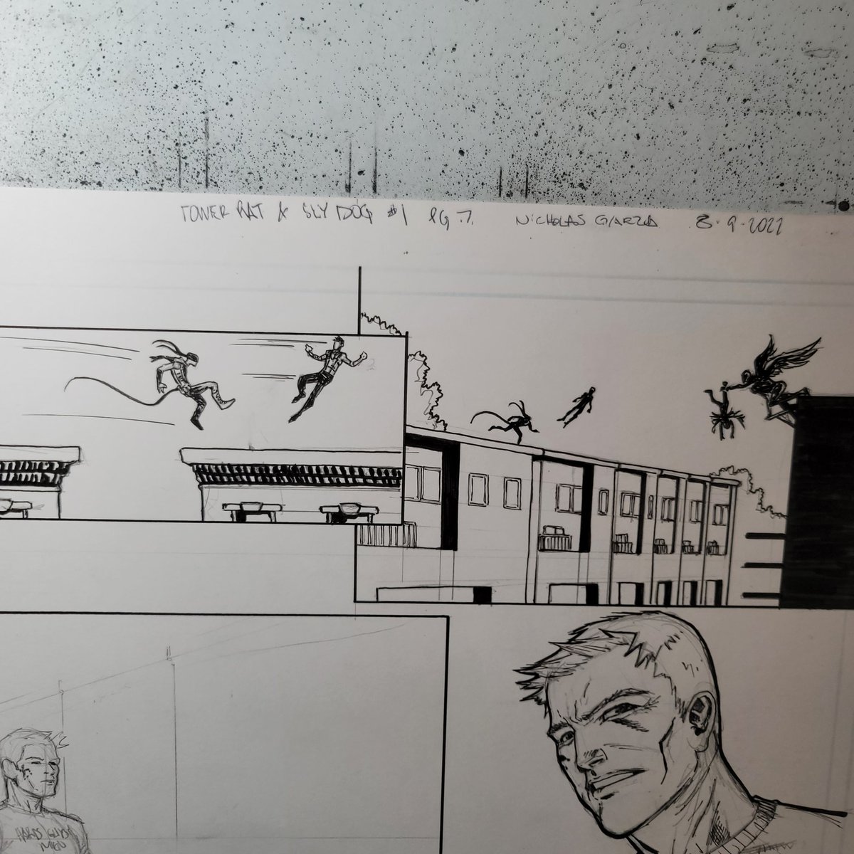 Tower Rat &amp; Sly Dog #1 w.i.p. This story takes place in #Fresno #california some may recognize the gargoyle sculpture in panel 2. Very excited to be getting the work done on this one. Currently 31 pages long.
#comics #Selfpublishing #art