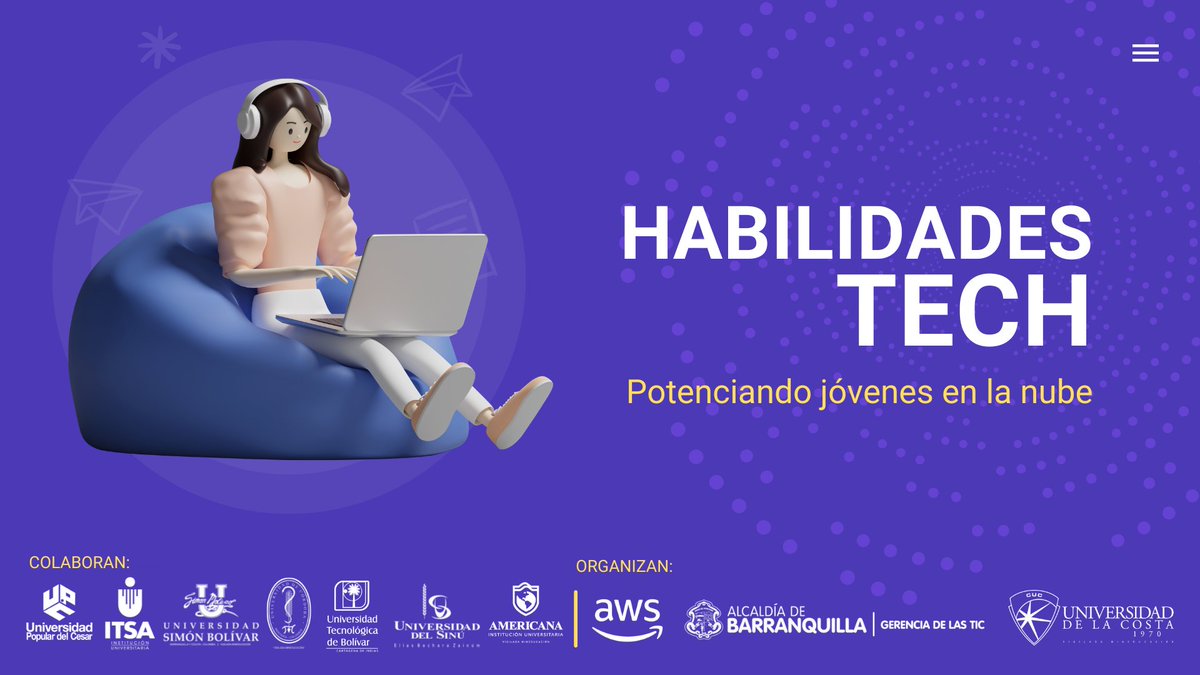 onatebowen's tweet photo. Entrenamiento Gratuito en Habilidades Tech: Potenciando Jóvenes en la Nube – powered by AWS, para Estudiantes y Egresados @EgresadoUPC  @Unipopularcesar alianza con @UniCostaCOL ,  AWS, y Gerencia de las TIC de la Alcaldía de Barranquilla Link de registro https://t.co/S3lVahdXvu https://t.co/3UhZy2R403