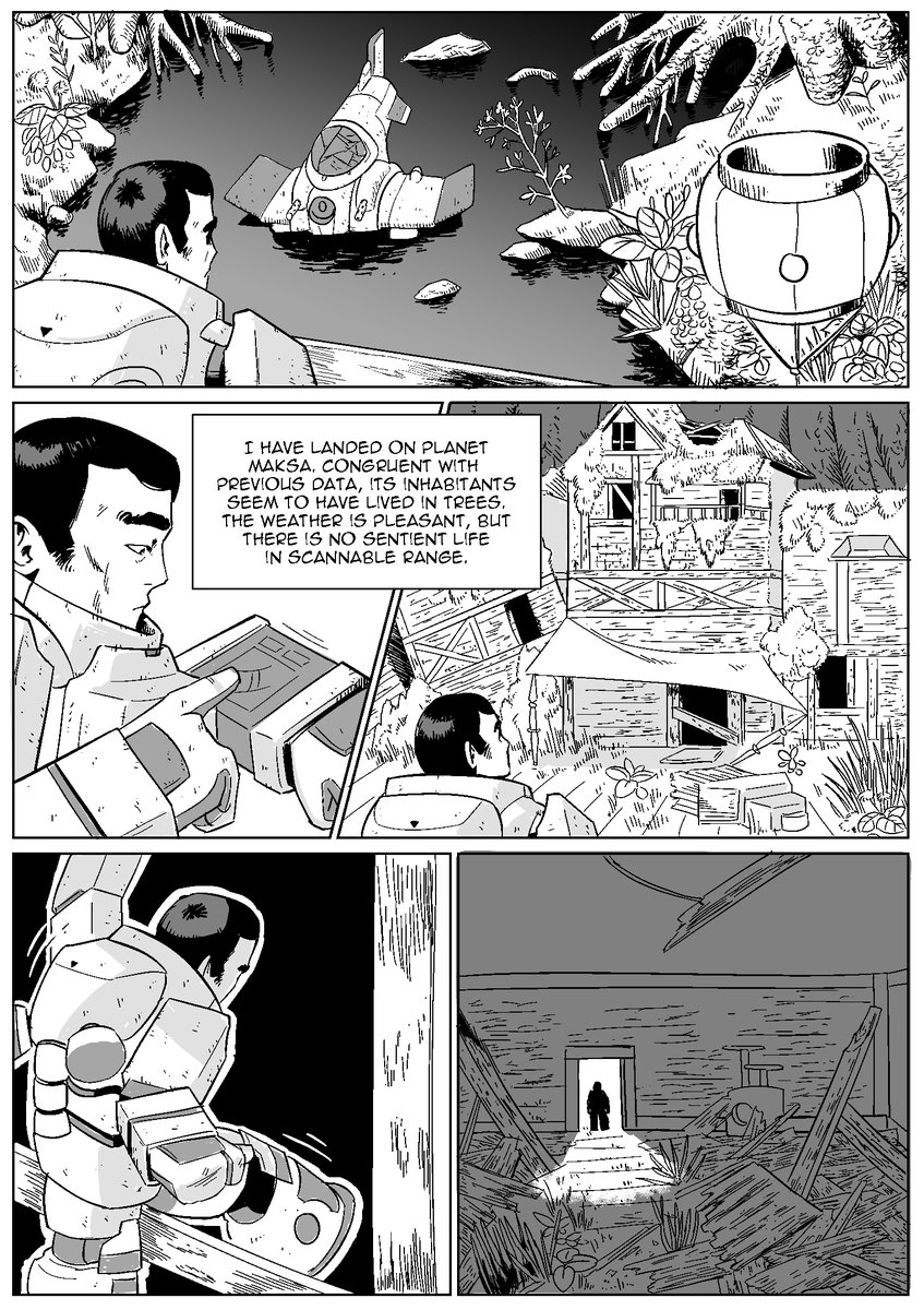 ProjectHelios3's tweet image. DANGER! Dying planets may inflict physical harm, bring up trauma, and cause reflection. PLEASE USE CAUTION!
Enjoy the new page.😁

#projecthelios # #mangastyle #DiscoverComics #manga #indiecomic #webcomic 
Like our stuff? See more #scifi #comics and #illustrations on our profile.