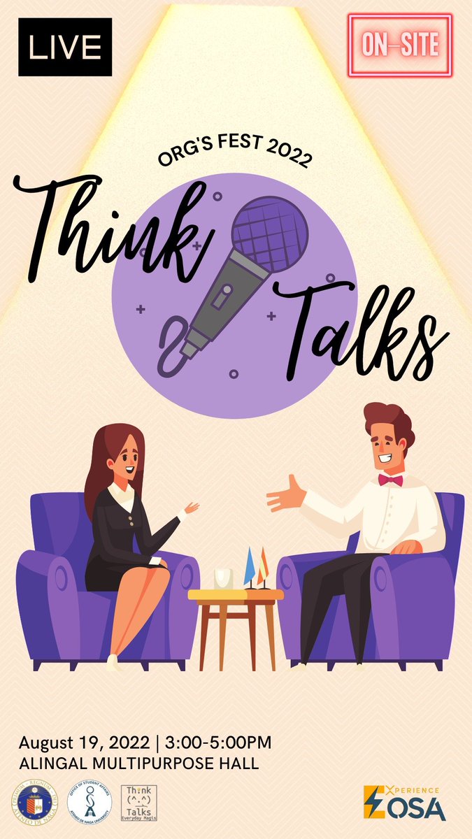 ADNU_Official's tweet photo. Orgs' Fest THINKTALKS
19 August 2022 | 3PM-5:PM | Alingal Multipurpose Hall.
Interested participants may register through this link: https://t.co/nu0CcOgugp
Poster by: Carmella Joyce Lanuz
#AdnuOsa
#ExperienceOsa
#ThinkTalks
#OrgsFest
Source: https://t.co/s6fBKs8ldR https://t.co/r0bfbMEOWx