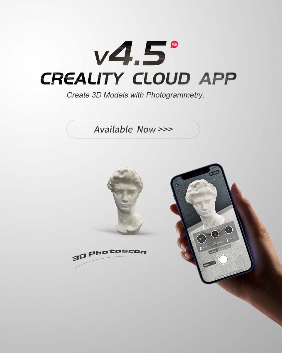 Creality3dP's tweet photo. 🎉It's finally here! Creality Cloud app V4.5 update brings Pic to 3D Converter to the mobile platform. #creality_cloud
📷 Take photos of any objects & turn it into 3D model.
🍎iOS: https://t.co/KhbXYGOizP
🤖Android: https://t.co/97mIbpgl9Z
Learn more: https://t.co/1xlXKcEkJW https://t.co/6o00DAaoFy