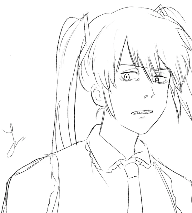 tried to draw miku in the chainsaw man style 